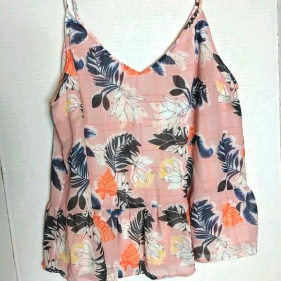 A NEW DAY Pink Tropical Floral Ruffle Dressy Tank Plus XXL NEW - Picture 5 of 7